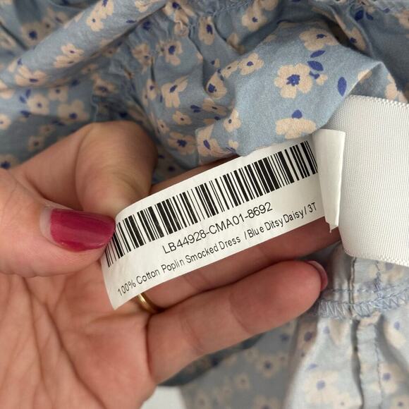 Quince Toddler Floral Ruffle Cotton Poplin Smocked Dress Blue Ditsy Daisy 3T - Picture 8 of 8